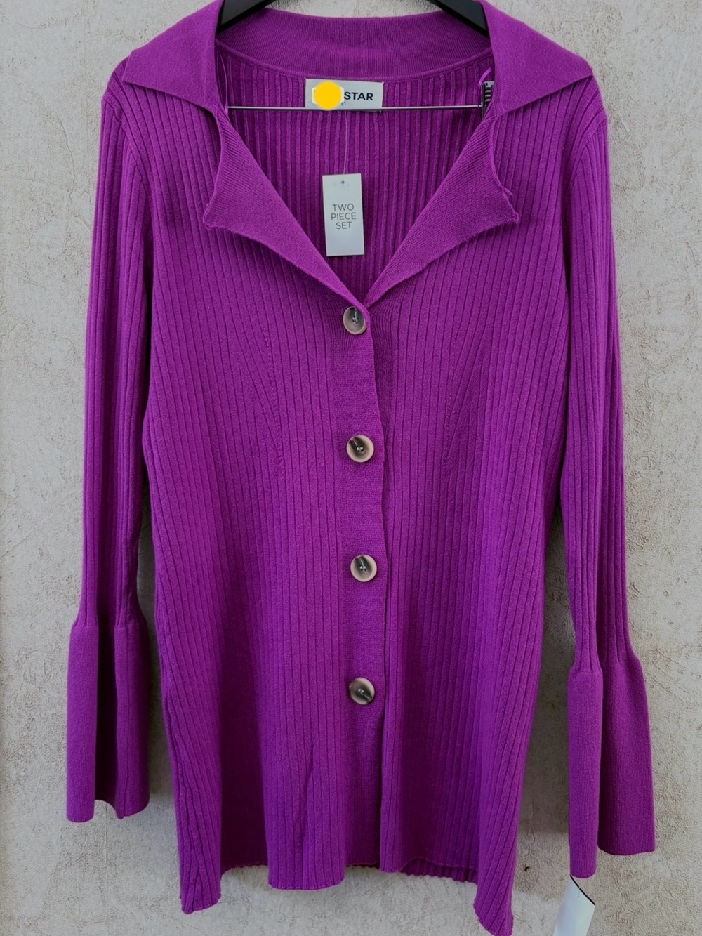 Lily Star Vibrant Ribbed Button Cardigan